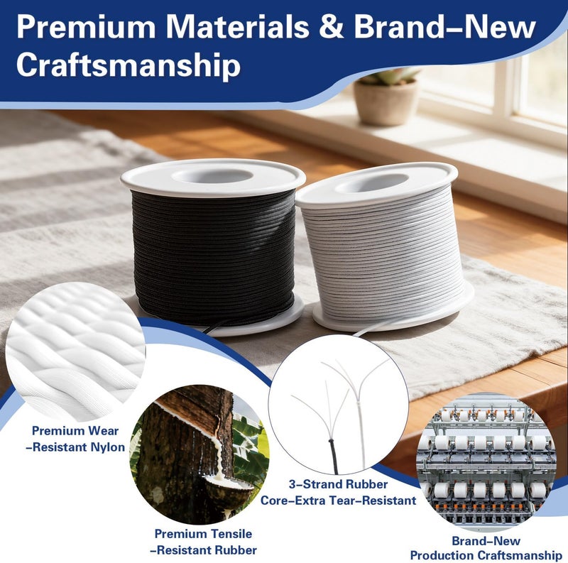 Noawack 220 Yards Stretchy Bracelet String, 1mm Elastic String for Bracelets, 2 White & 2 Black Elastic Cord for Bracelets, Friendship Bracelet String, Tensile Strength String for Crafts, Necklaces & Beads - Image 4